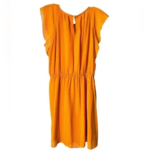 H&M | Orange Flounce Sleeve Dotted Sheer Dress Size 6 (NWOT) - Picture 3 of 7